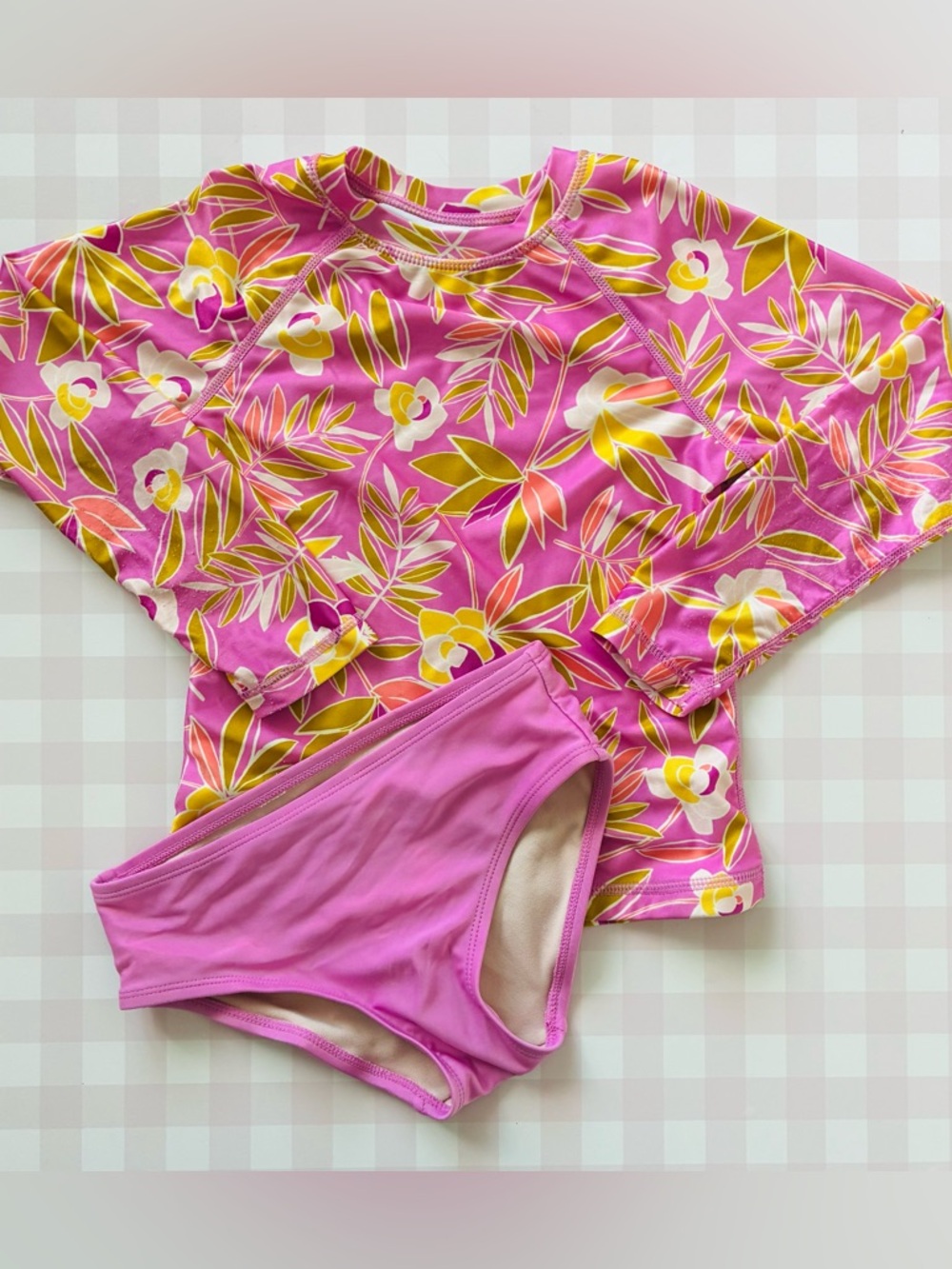 Tea Collection Pink Floral Long-Sleeve Rash Guard Set